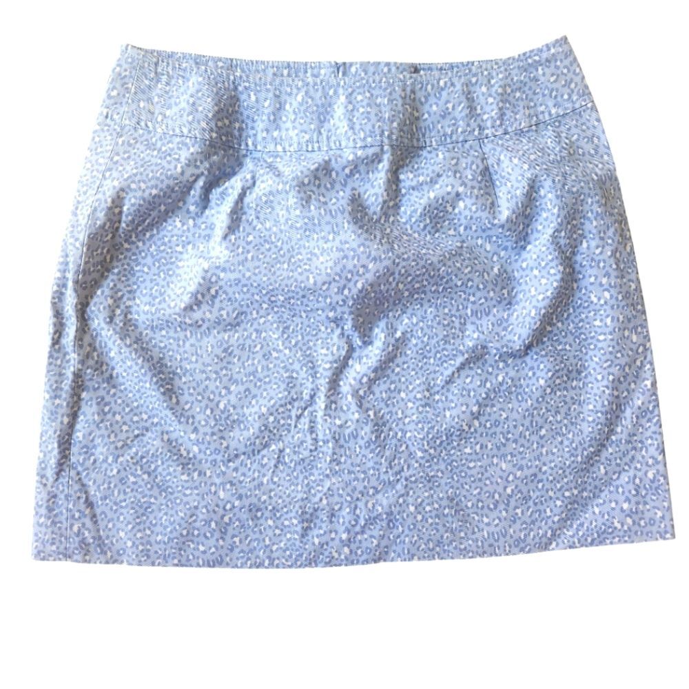 EUC Talbots Petite Blue White Cheetah/Leopard/Animal Print Mini Skirt Size 6